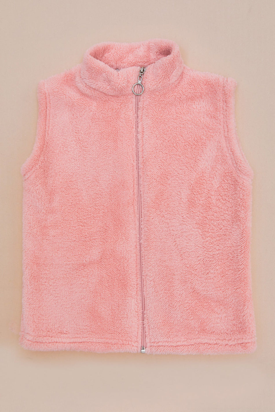 Zippered High Collar Girls' Plush Vest - MALLTURK