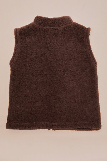 Zippered High Collar Girls' Plush Vest - MALLTURK