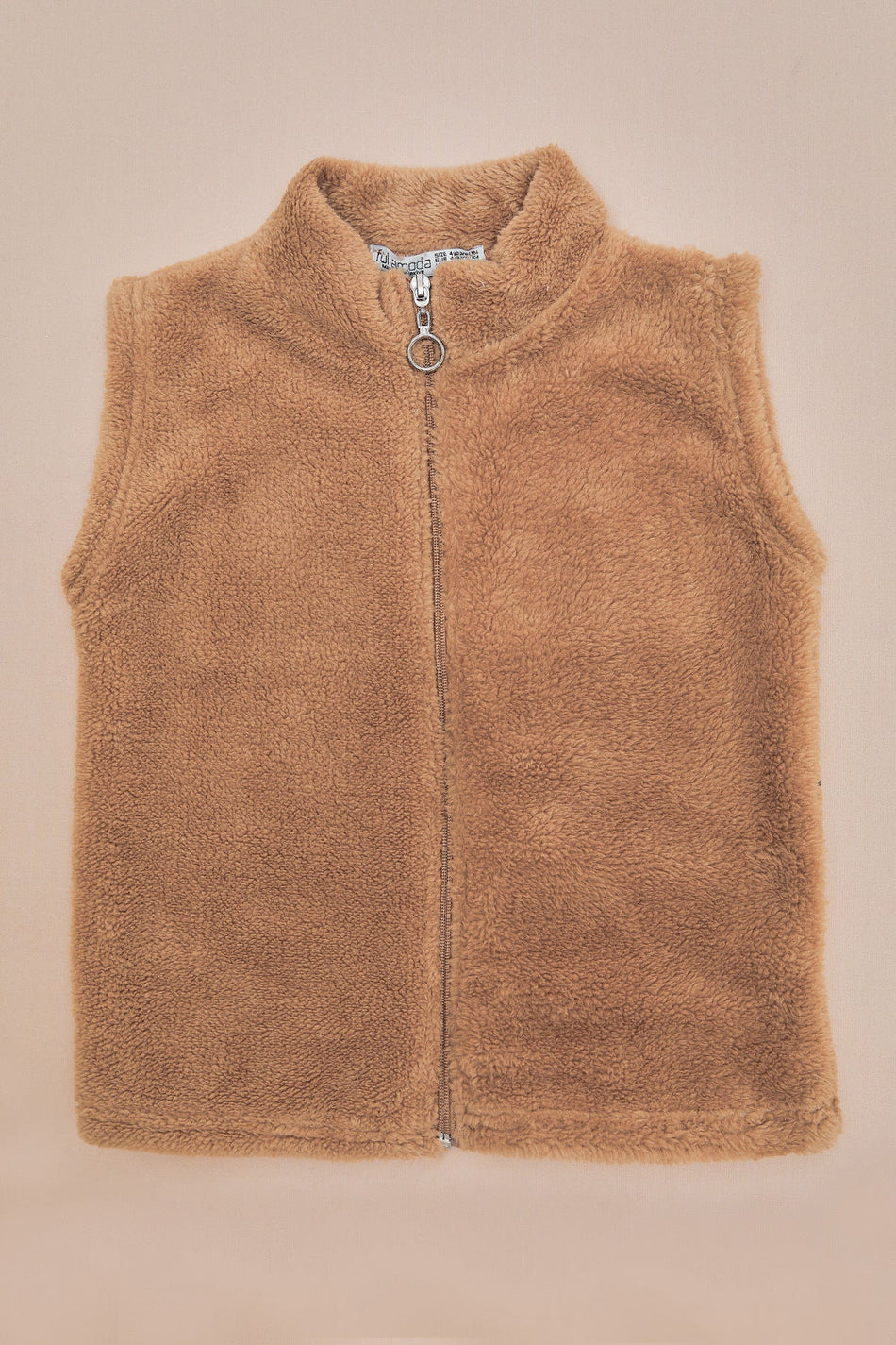 Zippered High Collar Girls' Plush Vest - MALLTURK