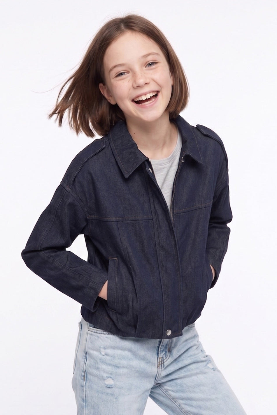 Zippered Pleated Girls' Jacket - MALLTURK