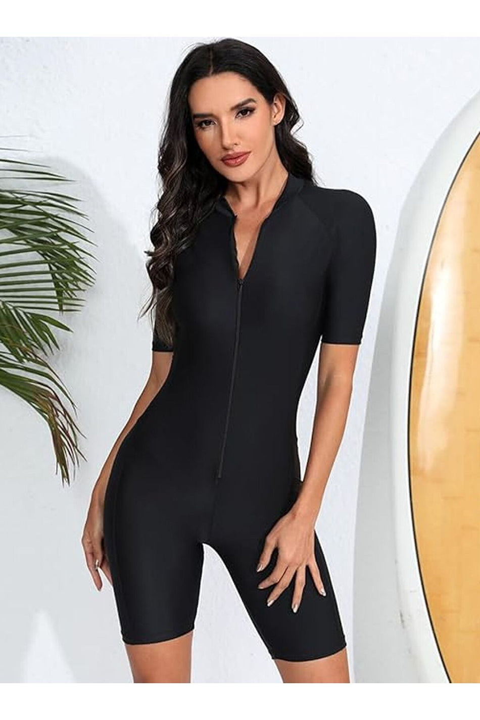 Zippered Shorts Lycra Jumpsuit Swimsuit Pool / Sea / Daily Wear - MALLTURK