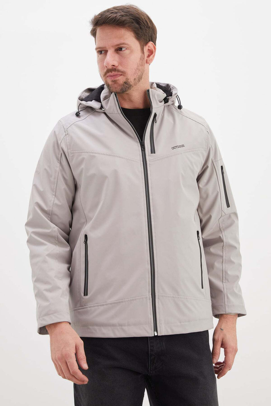 Zippered Softshell Coat with Removable Hood - MALLTURK