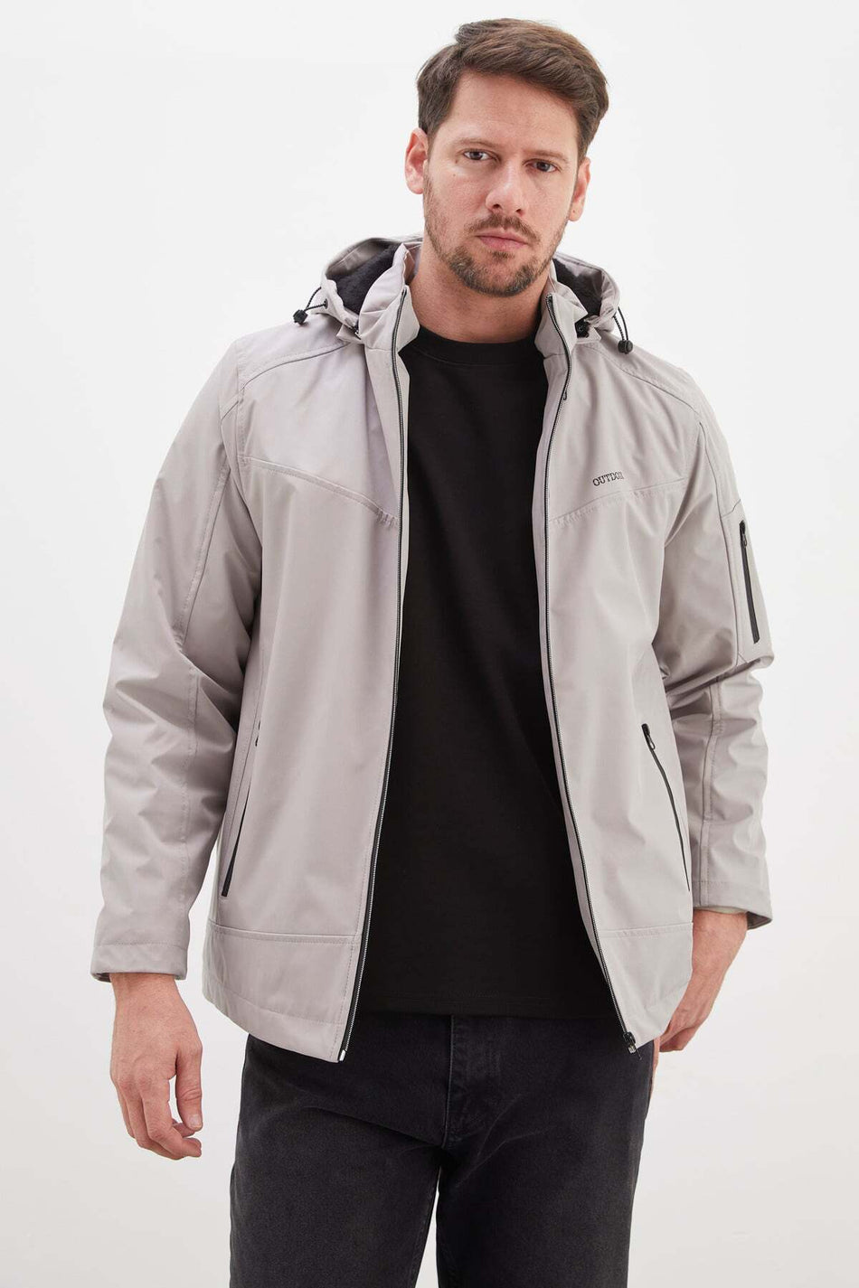 Zippered Softshell Coat with Removable Hood - MALLTURK