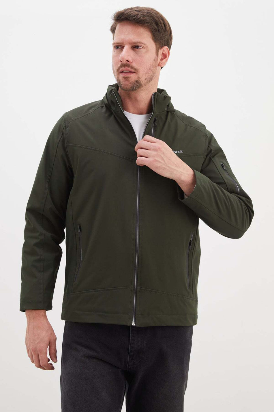 Zippered Softshell Coat with Removable Hood - MALLTURK