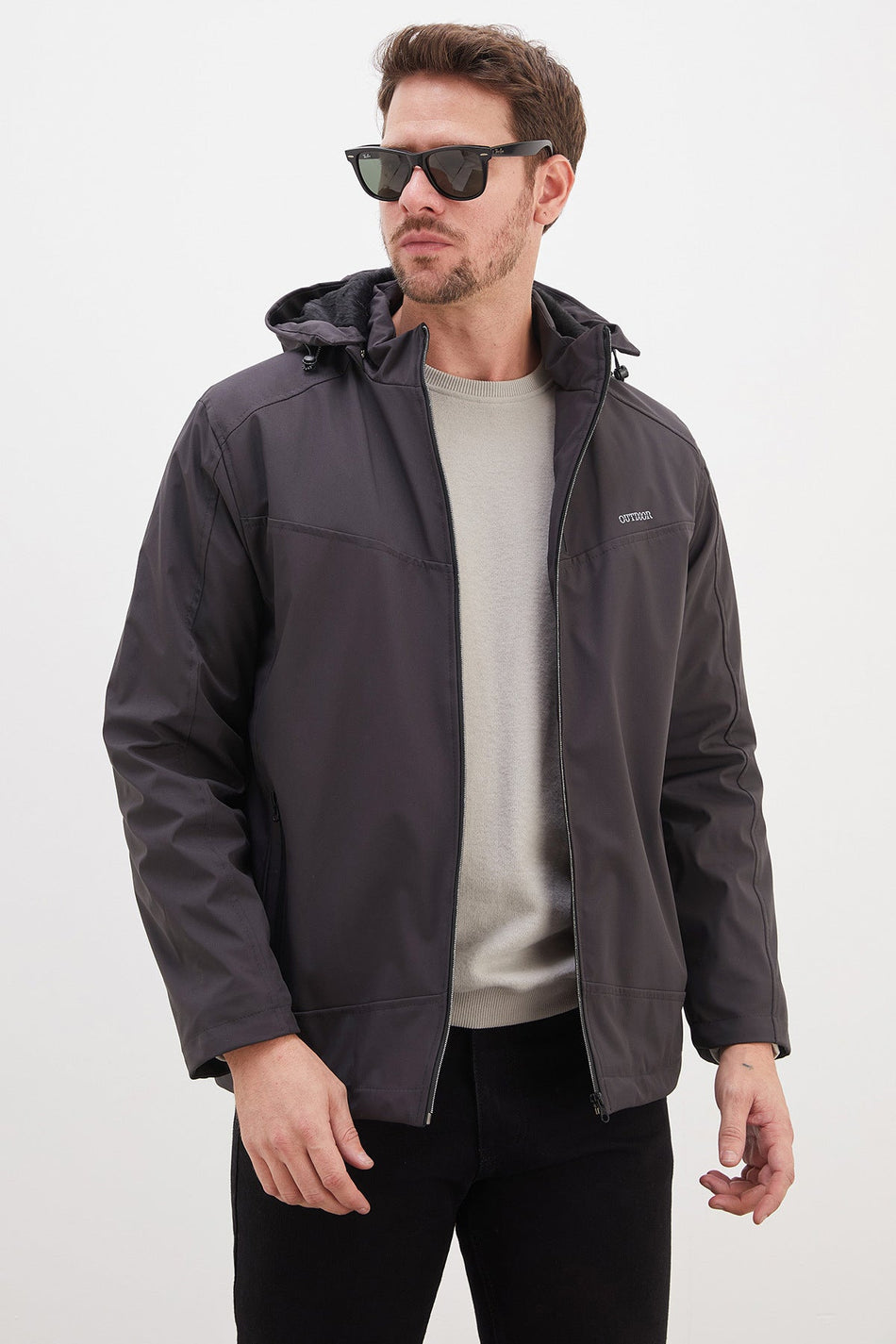 Zippered Softshell Coat with Removable Hood - MALLTURK