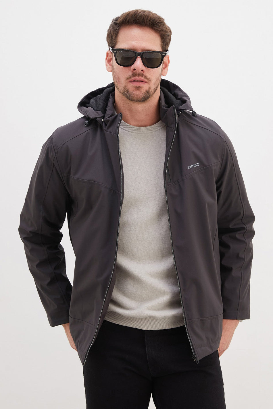 Zippered Softshell Coat with Removable Hood - MALLTURK
