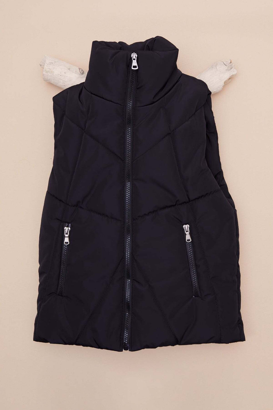 Zippered Stand Collar Girl's Puffer Vest - MALLTURK