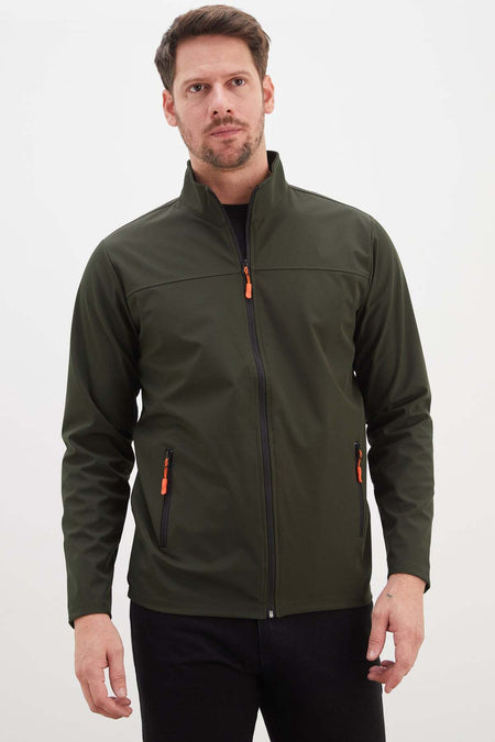 Zippered Stand Collar Softshell Jacket - MALLTURK