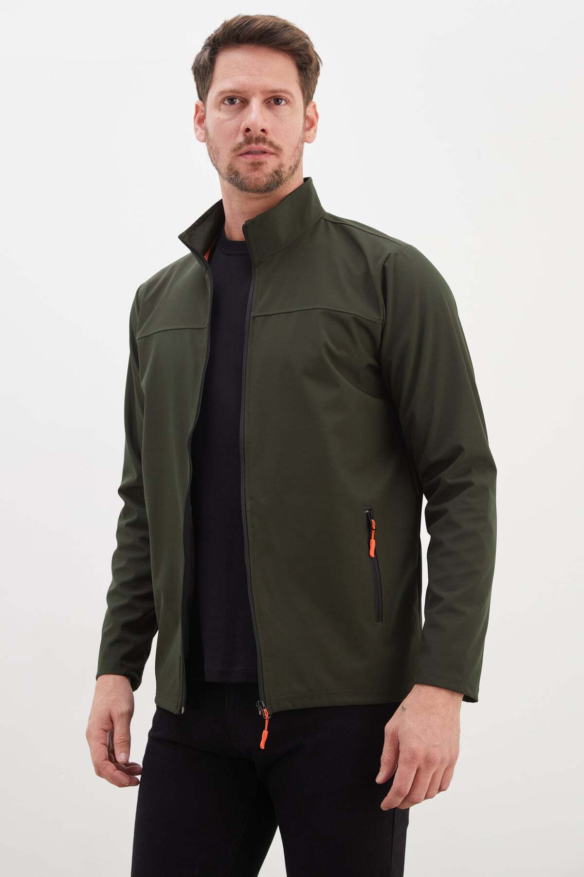 Zippered Stand Collar Softshell Jacket - MALLTURK