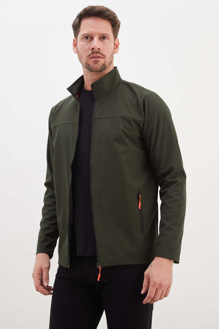 Zippered Stand Collar Softshell Jacket - MALLTURK