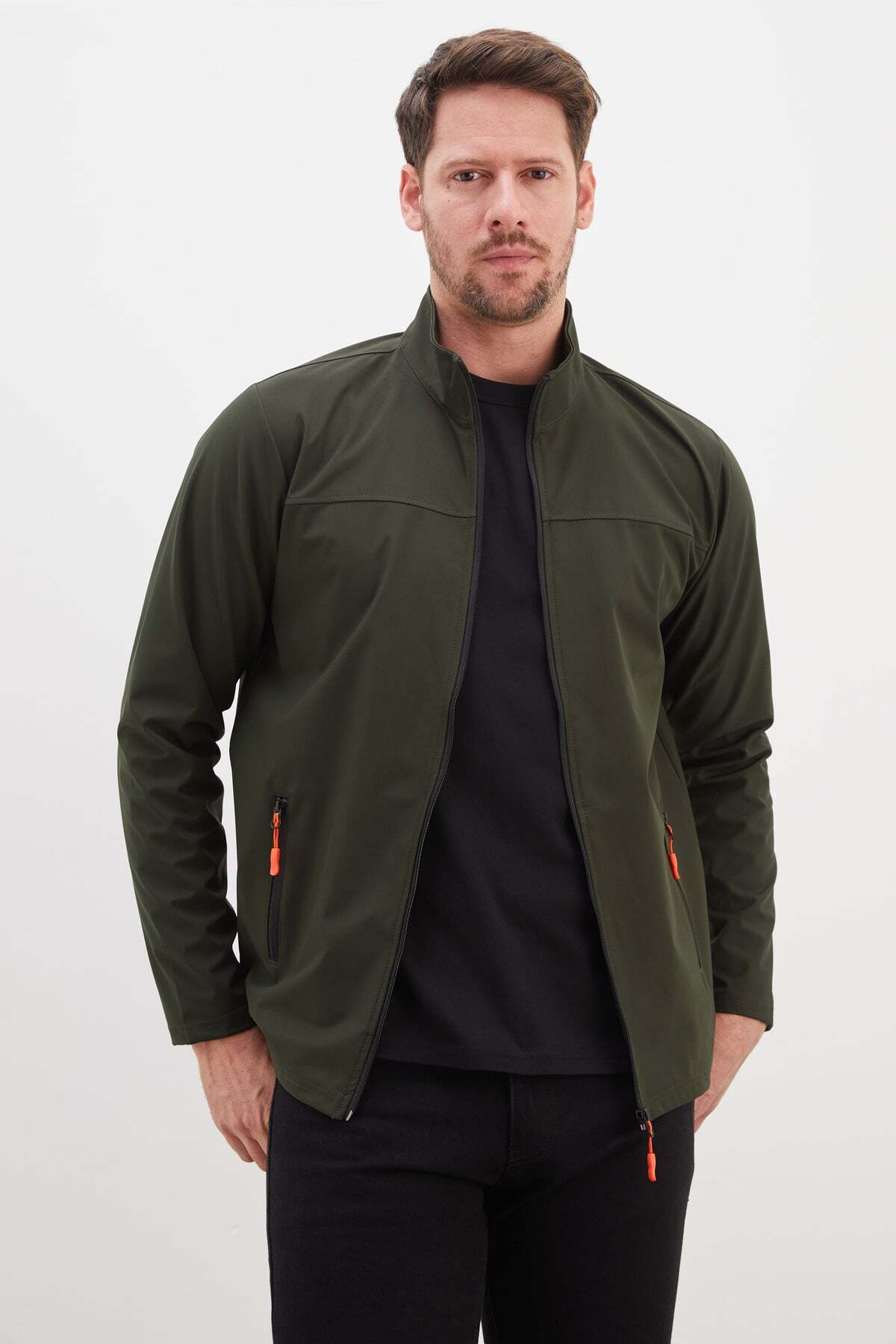 Zippered Stand Collar Softshell Jacket - MALLTURK