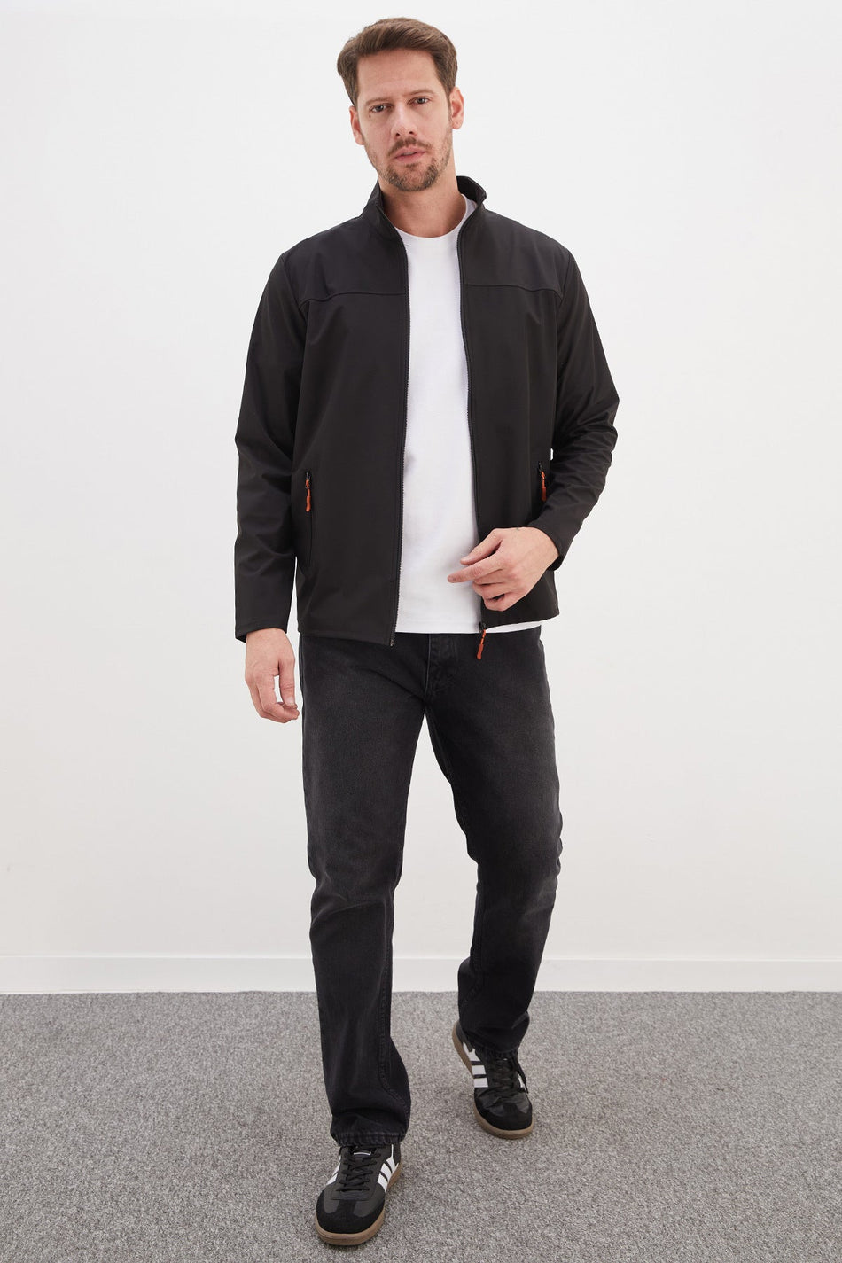 Zippered Stand Collar Softshell Jacket - MALLTURK