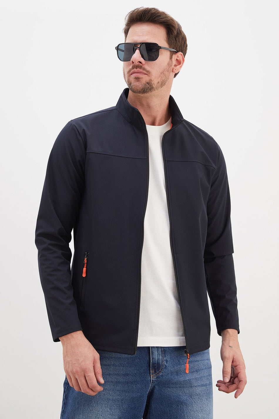 Zippered Stand Collar Softshell Jacket - MALLTURK