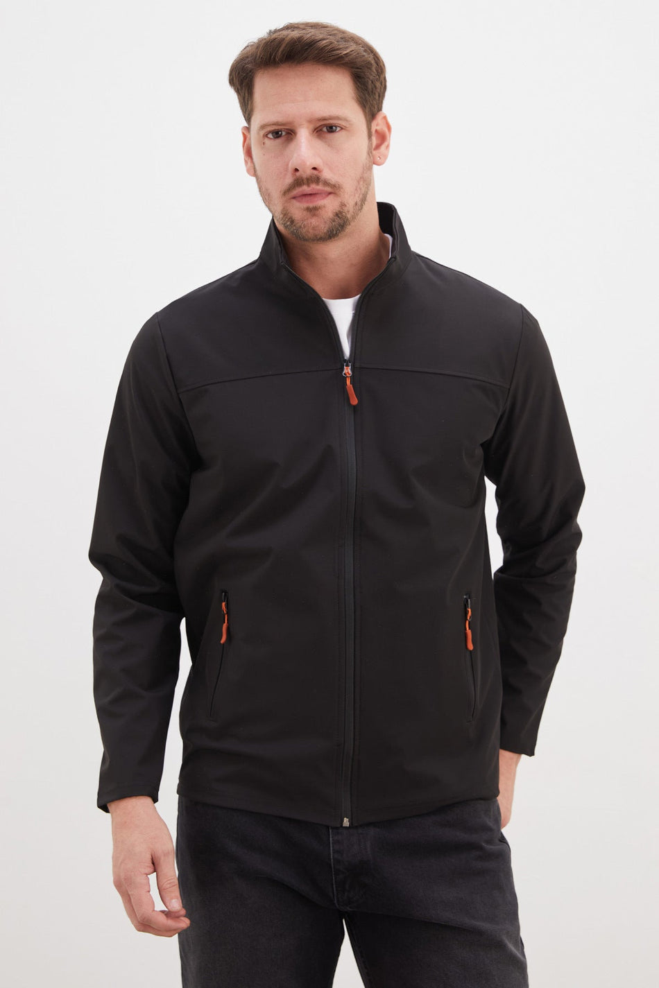 Zippered Stand Collar Softshell Jacket - MALLTURK