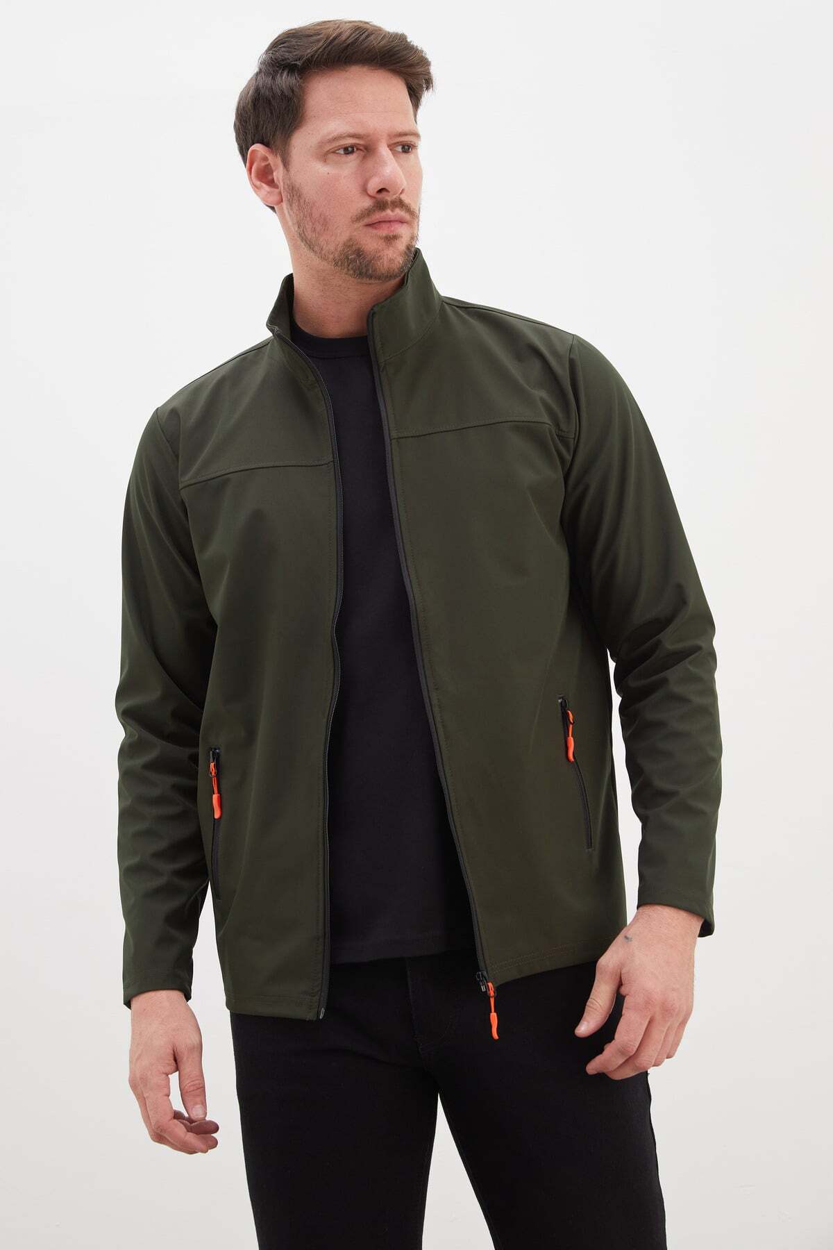 Zippered Stand Collar Softshell Jacket - MALLTURK
