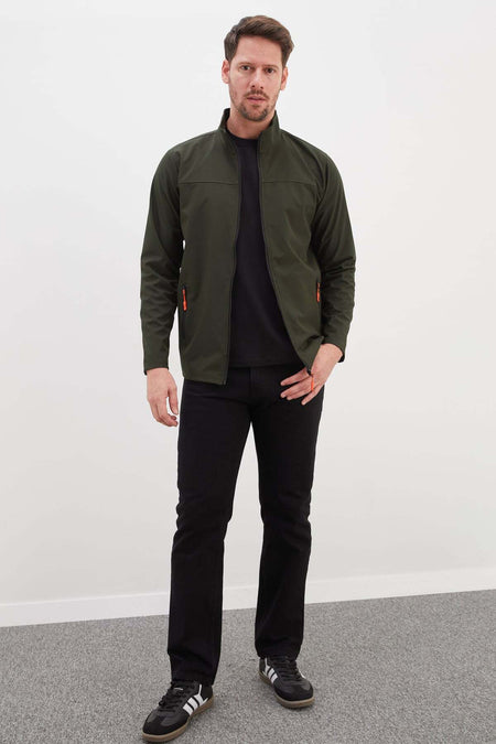 Zippered Stand Collar Softshell Jacket - MALLTURK