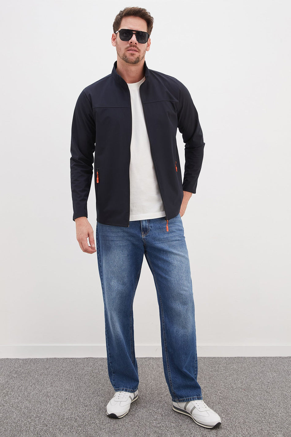Zippered Stand Collar Softshell Jacket - MALLTURK