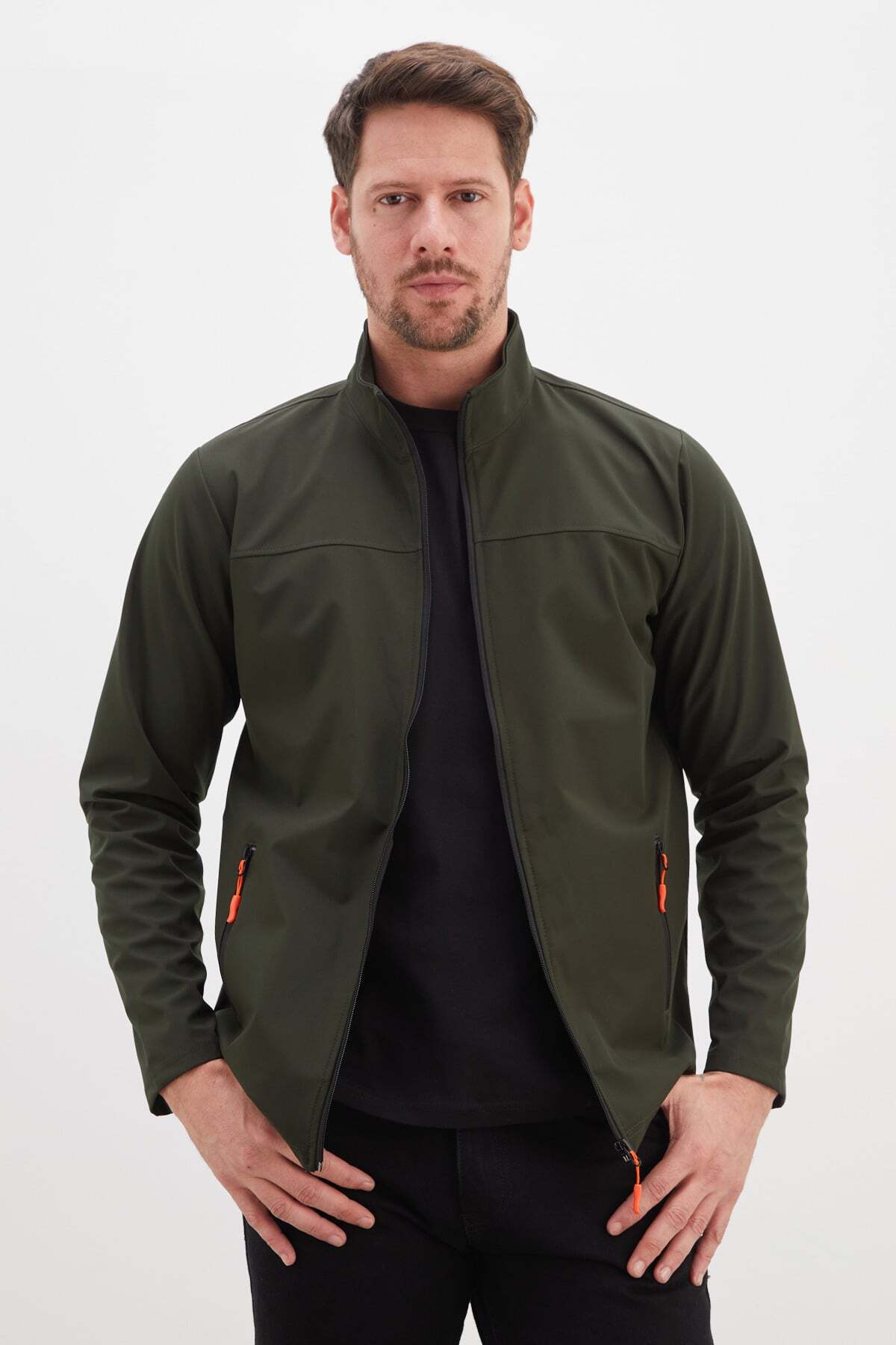 Zippered Stand Collar Softshell Jacket - MALLTURK