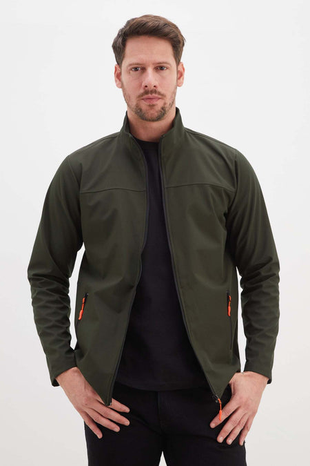 Zippered Stand Collar Softshell Jacket - MALLTURK